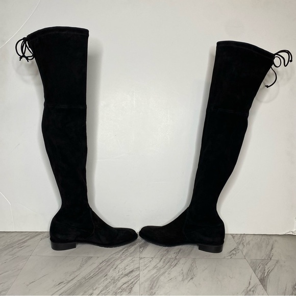 Stuart Weitzman Lowland Black Suede Over the Knee Boot 7M - Picture 6 of 16